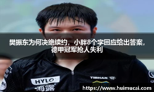 樊振东为何决绝续约，小胖8个字回应给出答案，德甲冠军抢人失利